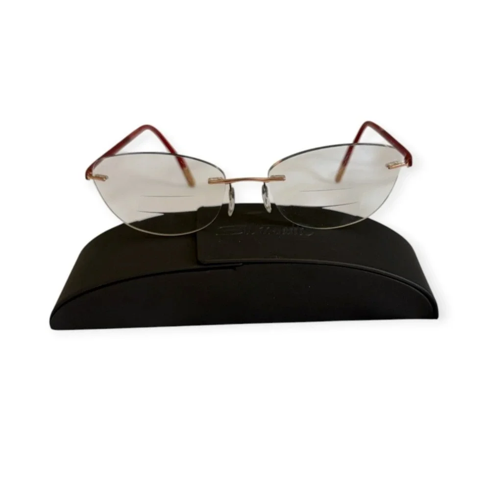Silhouette FRAMES 5479 6055 Rimless Eyeglasses Gold Burgundy Made Austria 17 135